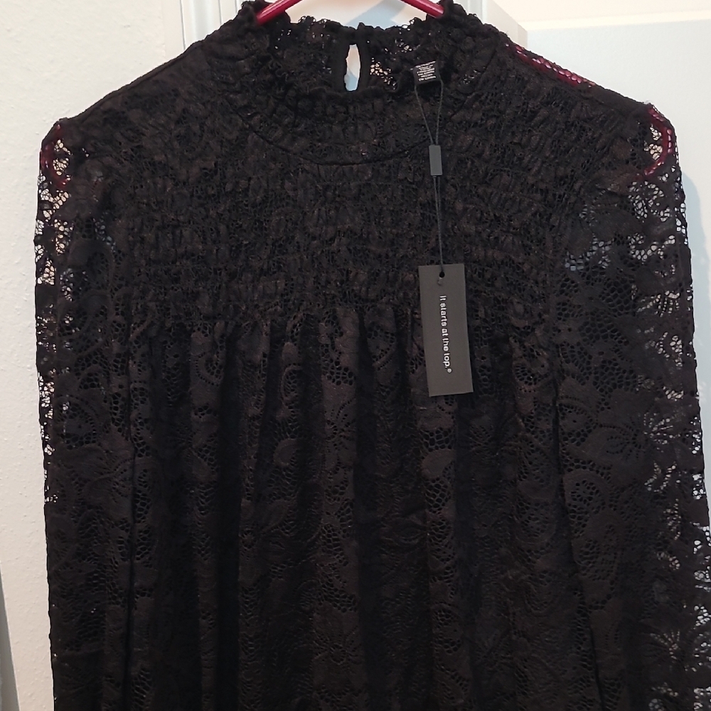 Cable & Gauge Black Lace Blouse